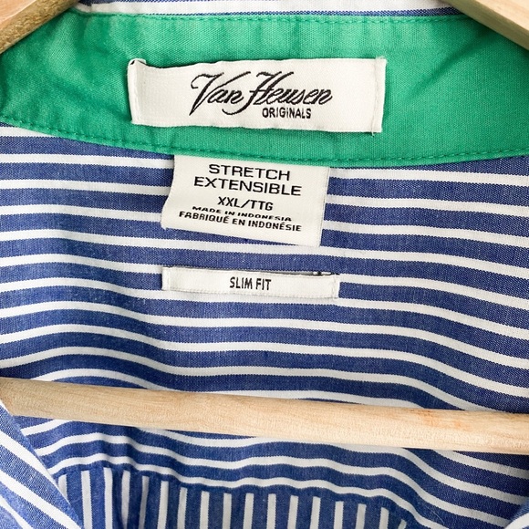 Van Heusen Blue Striped Button Down Shirt, Size XXL - Picture 9 of 10